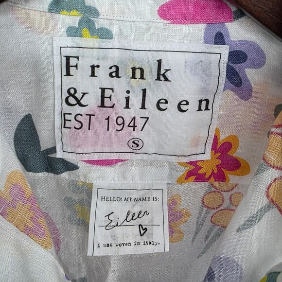 Frank & Eileen Eileen Classic Linen Hot Pink Floral Button Up Shirt Size Small - Picture 4 of 6
